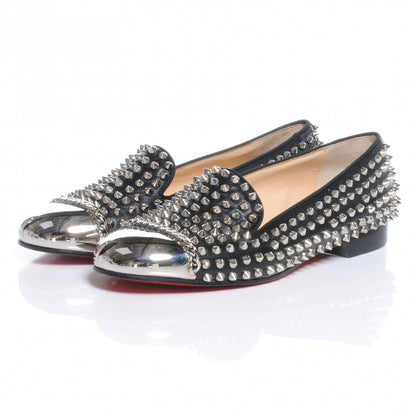Christian Louboutin Leather Glitz Flat Loafers 40 Black 3 of 7