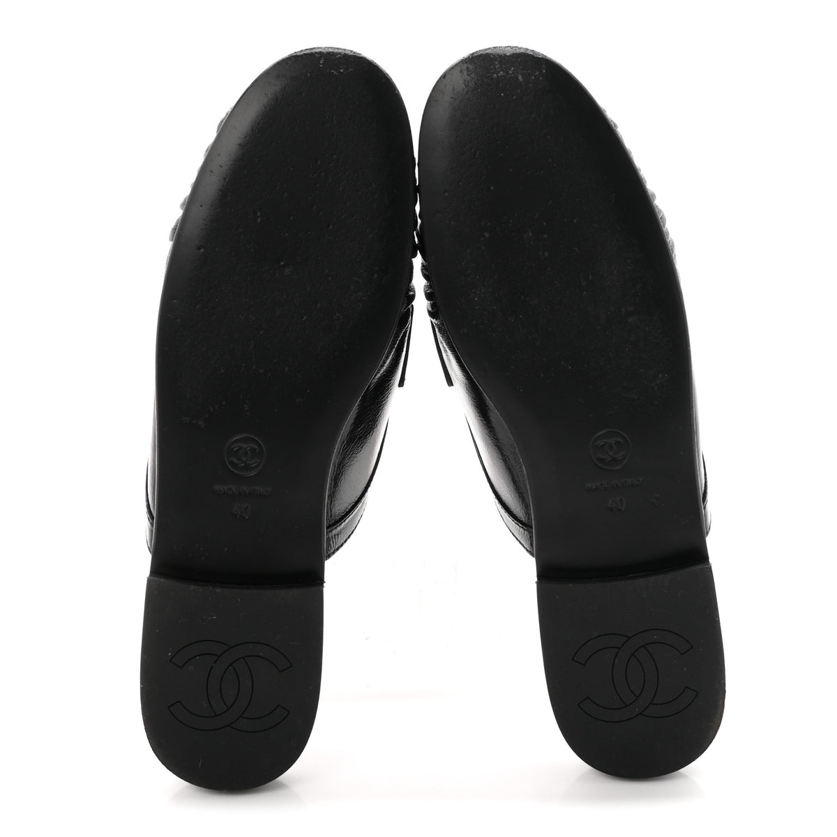 Chanel Shiny Crumpled Lambskin CC Mules 40 Black 6 of 9
