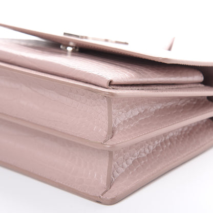 Saint Laurent Calfskin Crocodile Embossed Medium Monogram Sunset Powder Pink 8 of 11