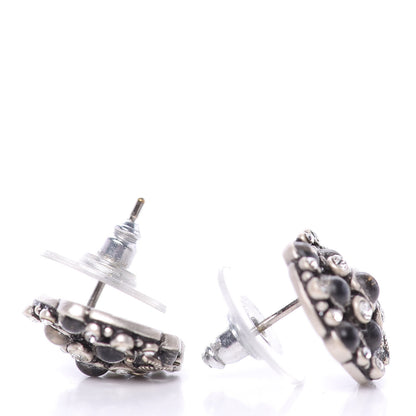 Chanel Crystal CC Round Earrings Silver 5 of 5