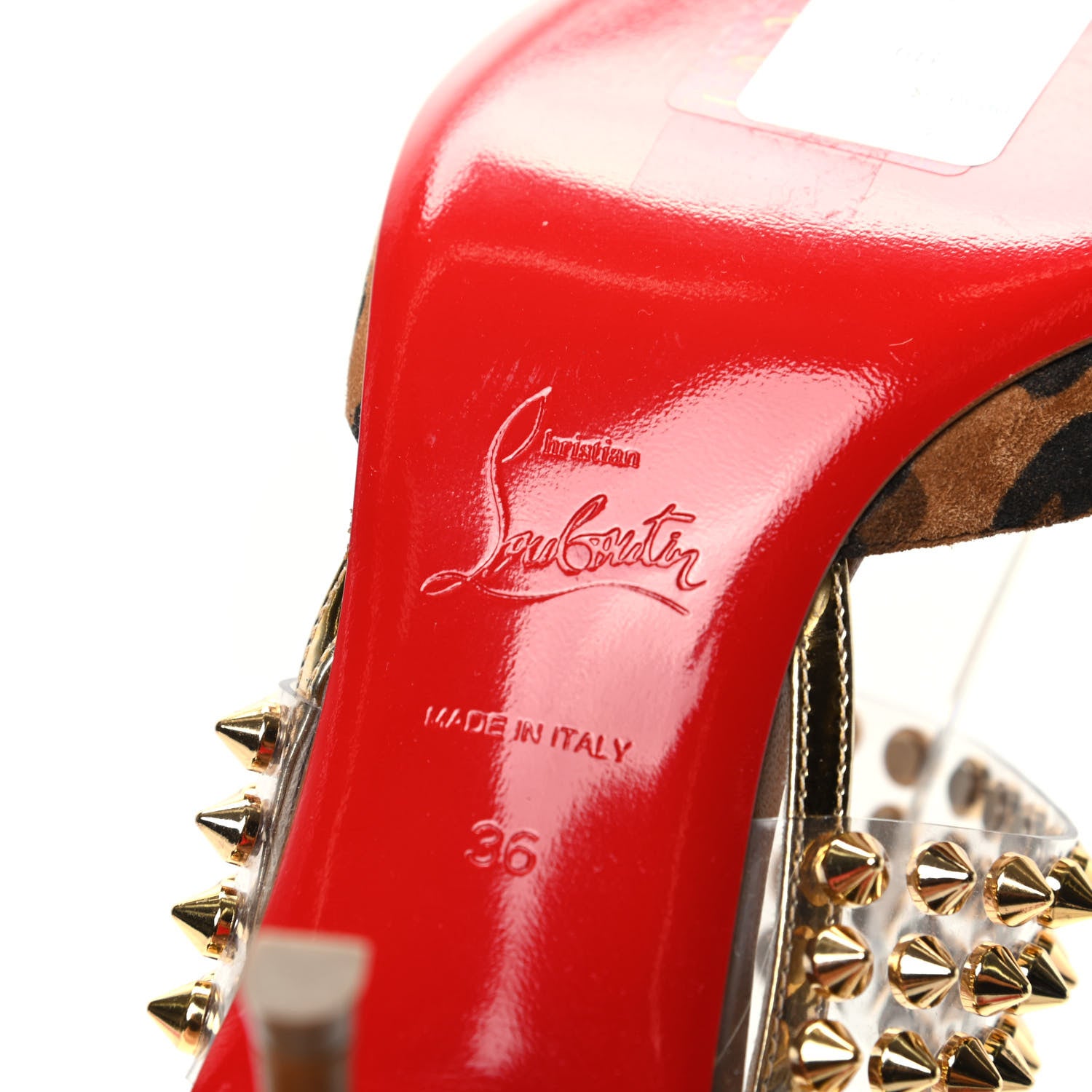 Christian Louboutin Veau Velours PVC Specchio Nappa Leopard Print Levita 55 Pumps 36 Caramel 6 of 9