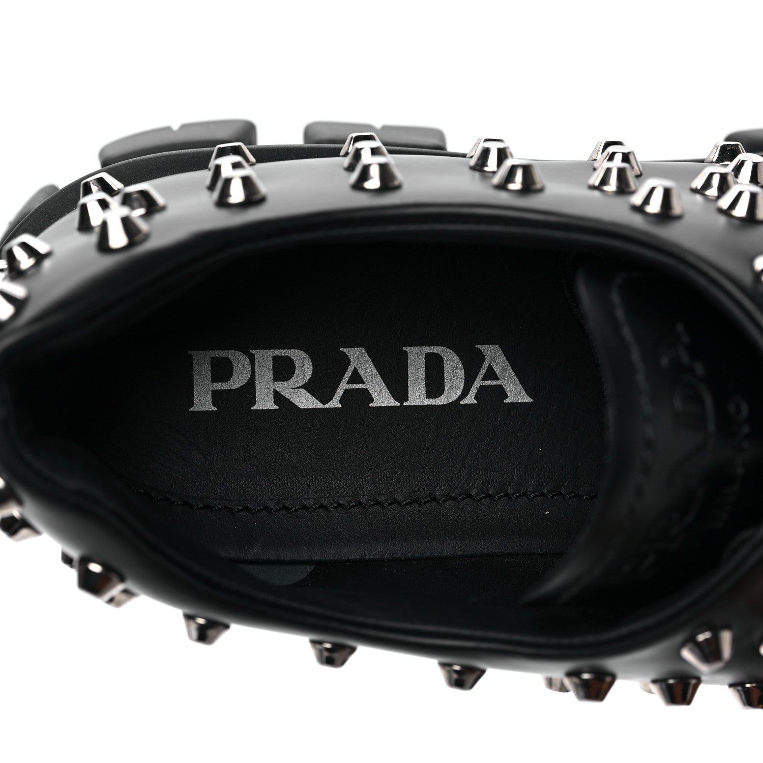 Prada Spazzolato Rois Studded Lace Up Monolith 55mm Derby Loafers 39.5 Black 6 of 8