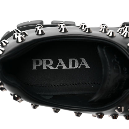Prada Spazzolato Rois Studded Lace Up Monolith 55mm Derby Loafers 39.5 Black 6 of 8