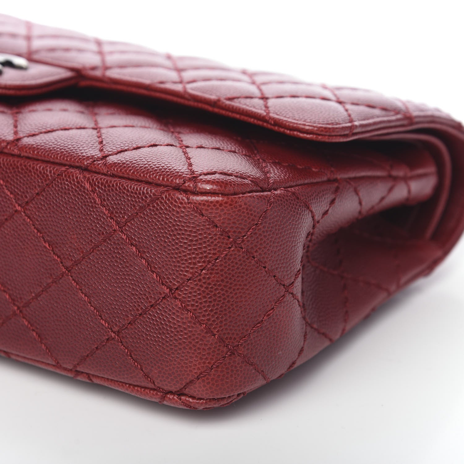 Chanel Caviar Quilted Medium Double Flap Dark Red 6 of 13