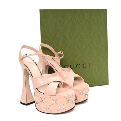 Gucci Malaga Kid Interlocking G Studs 155mm Platform Sandals 41 Perfect Pink 9 of 9