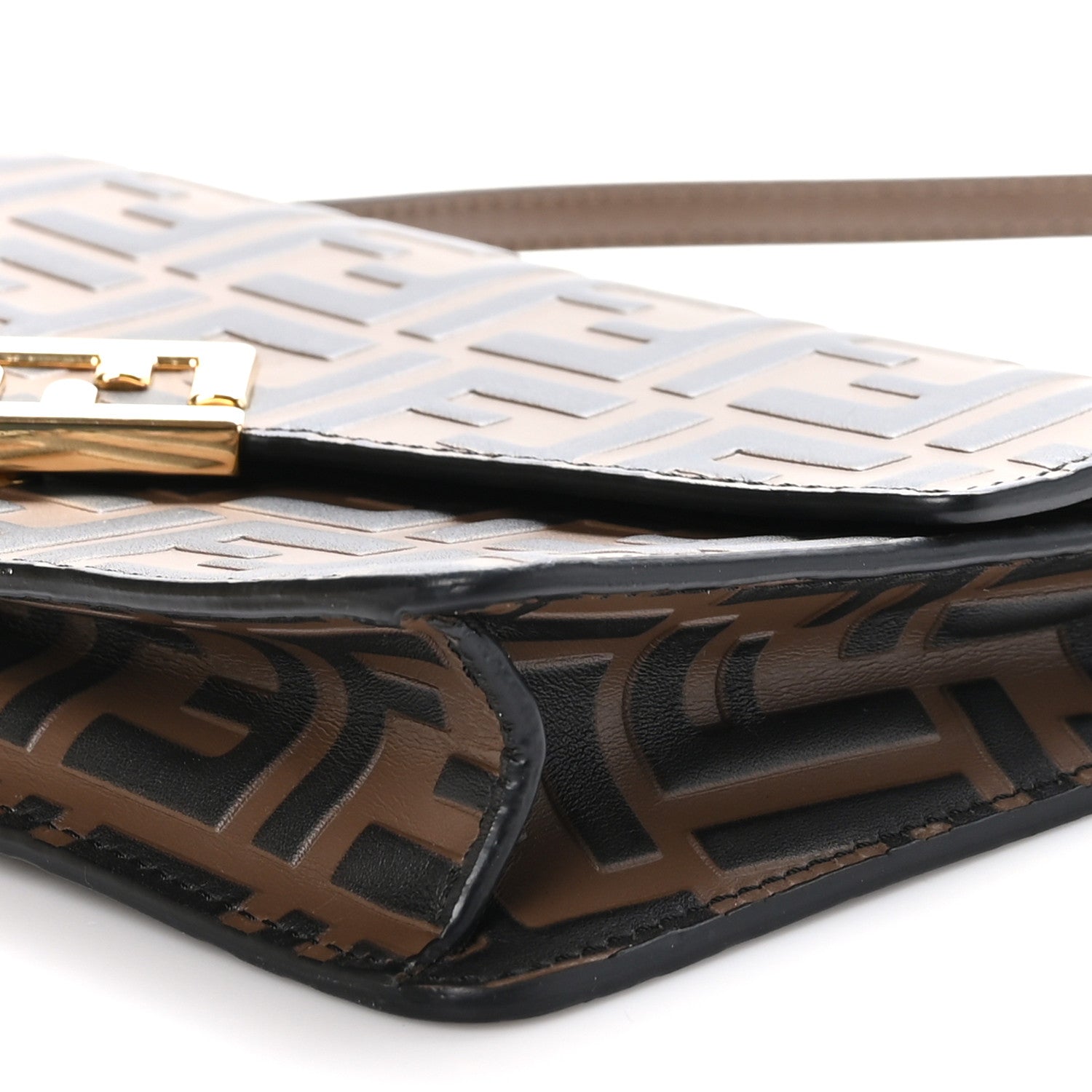 Fendi Vitello Ceylon Bi-Color FF 1974 Embossed FF Diamonds Chain Wallet Maya Black 9 of 10