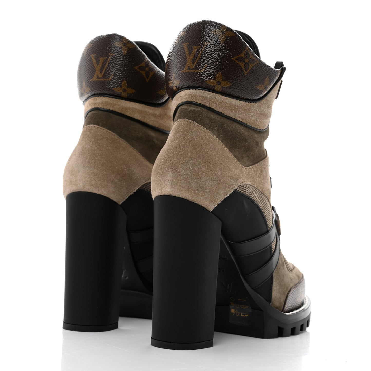 Suede Calfskin Monogram Star Trail Ankle Boots 39 Khaki