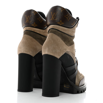 Louis Vuitton Suede Calfskin Monogram Star Trail Ankle Boots 39 Khaki 4 of 7