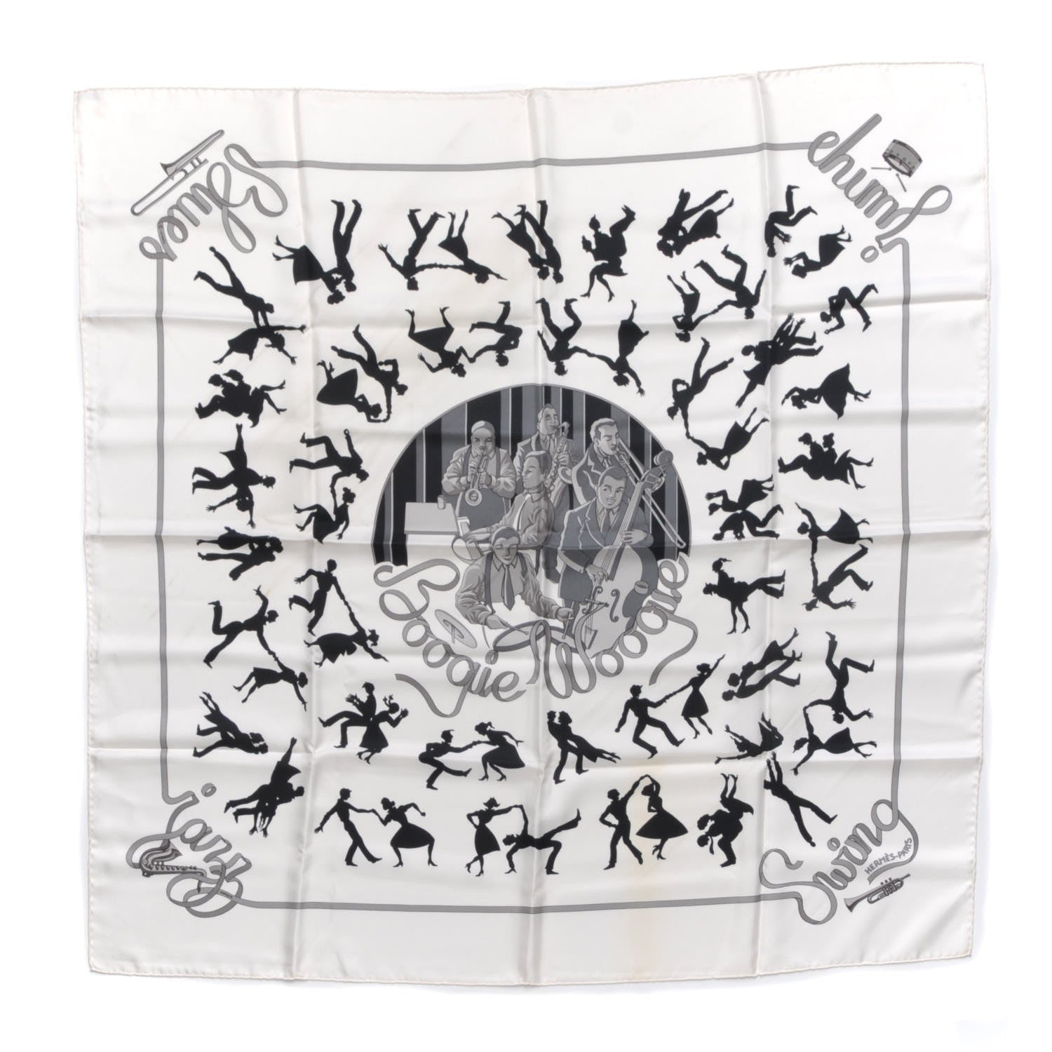 Hermes Silk Boogie Woogie Scarf 90 White 1 of 6