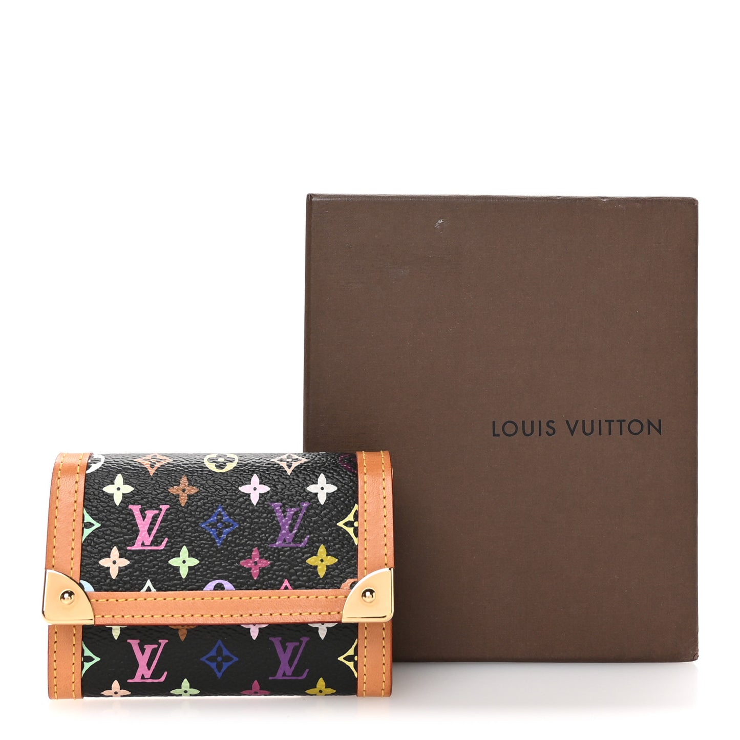 Monogram Multicolor Porte-Monnaie Plat Coin Purse Black