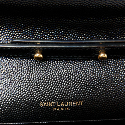 Saint Laurent Grain De Poudre Matelasse Chevron Monogram Chain Wallet Black 6 of 10