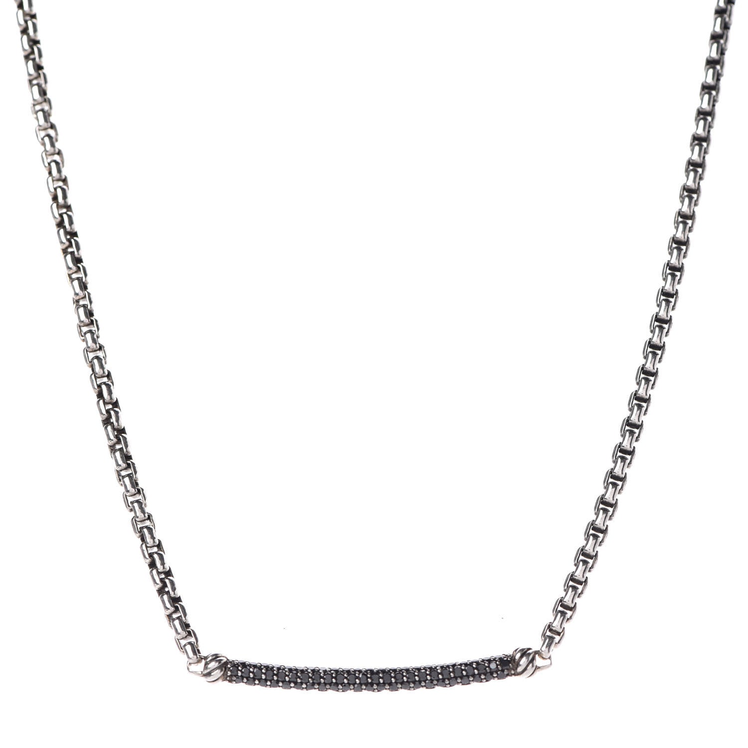 David Yurman Sterling Silver Black Diamond Petite Metro Necklace 1 of 6