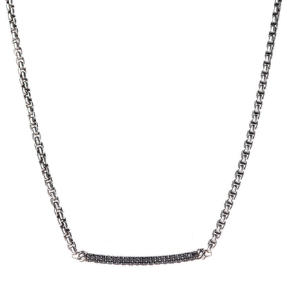 David Yurman Sterling Silver Black Diamond Petite Metro Necklace 1 of 6