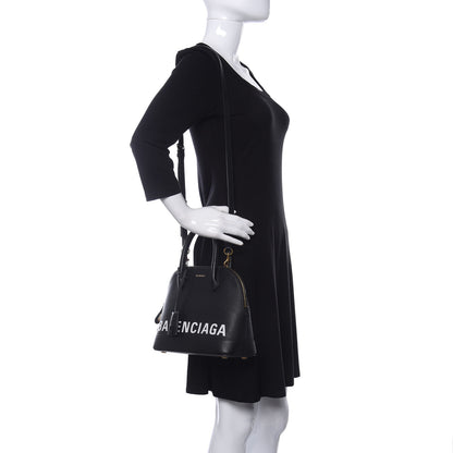 Balenciaga Signature Grained Calfskin Logo S Ville Top Handle Bag Black 2 of 10