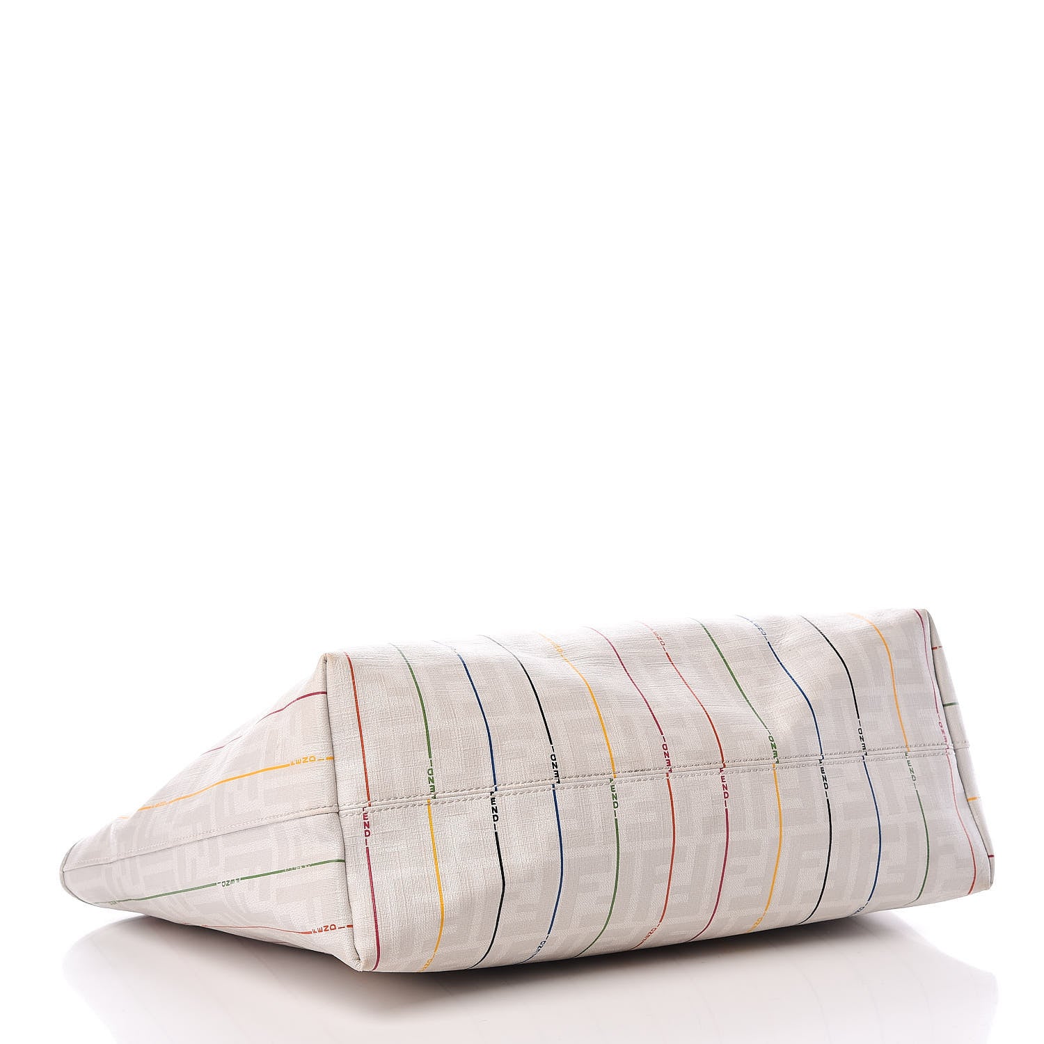 Fendi Zucca Spalmati Striped Medium Roll Tote White Multicolor 4 of 19