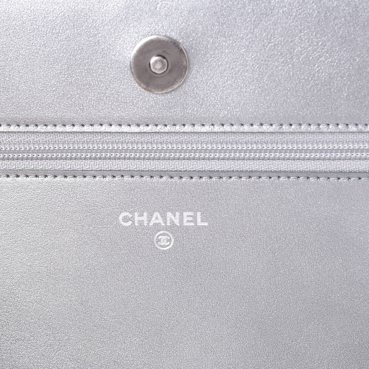 Chanel Metallic Caviar Quilted Boy Wallet On Chain WOC Silver 6 of 10