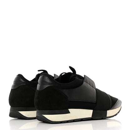 Balenciaga Mesh Calfskin Neoprene Suede Womens Race Runner Sneakers 39 Black 4 of 8