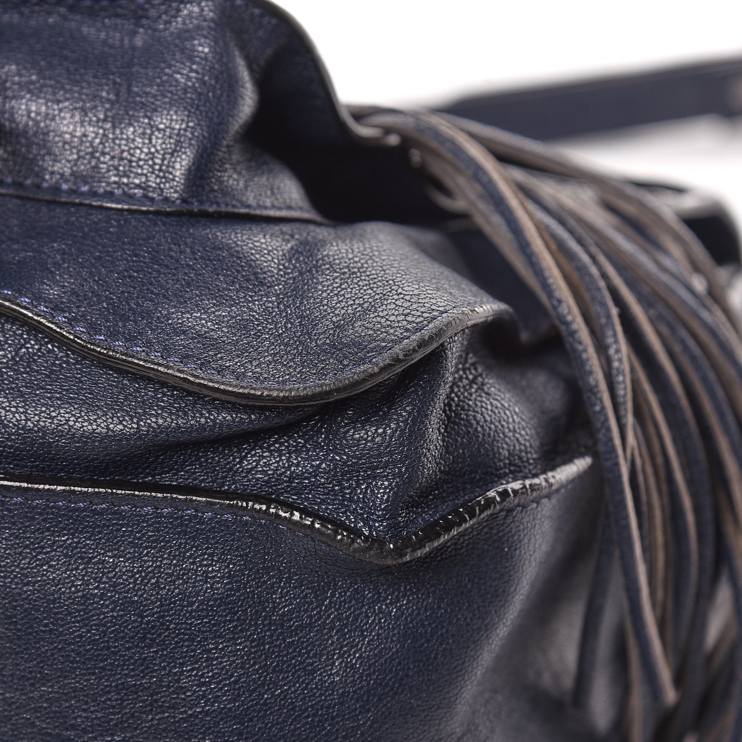 Lambskin Fringe Medium PS1 Satchel Midnight