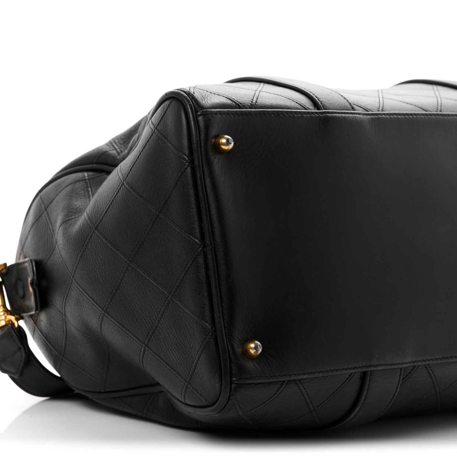 Chanel Calfskin Stitched Duffle Travel Bag Black 8 of 11