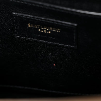 Saint Laurent Grain De Poudre Textured Mixed Matelasse Medium Triquilt Monogram Satchel Dark Beige 16 of 23