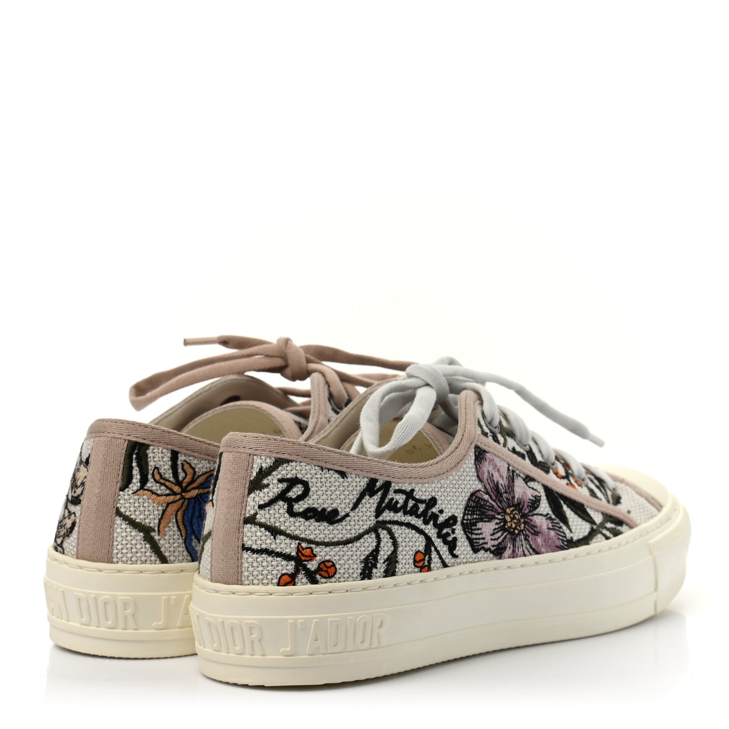 Canvas Rosa Mutabilis Embroidered Womens Walk'N'Dior Low Top Sneakers 37.5 Multicolor