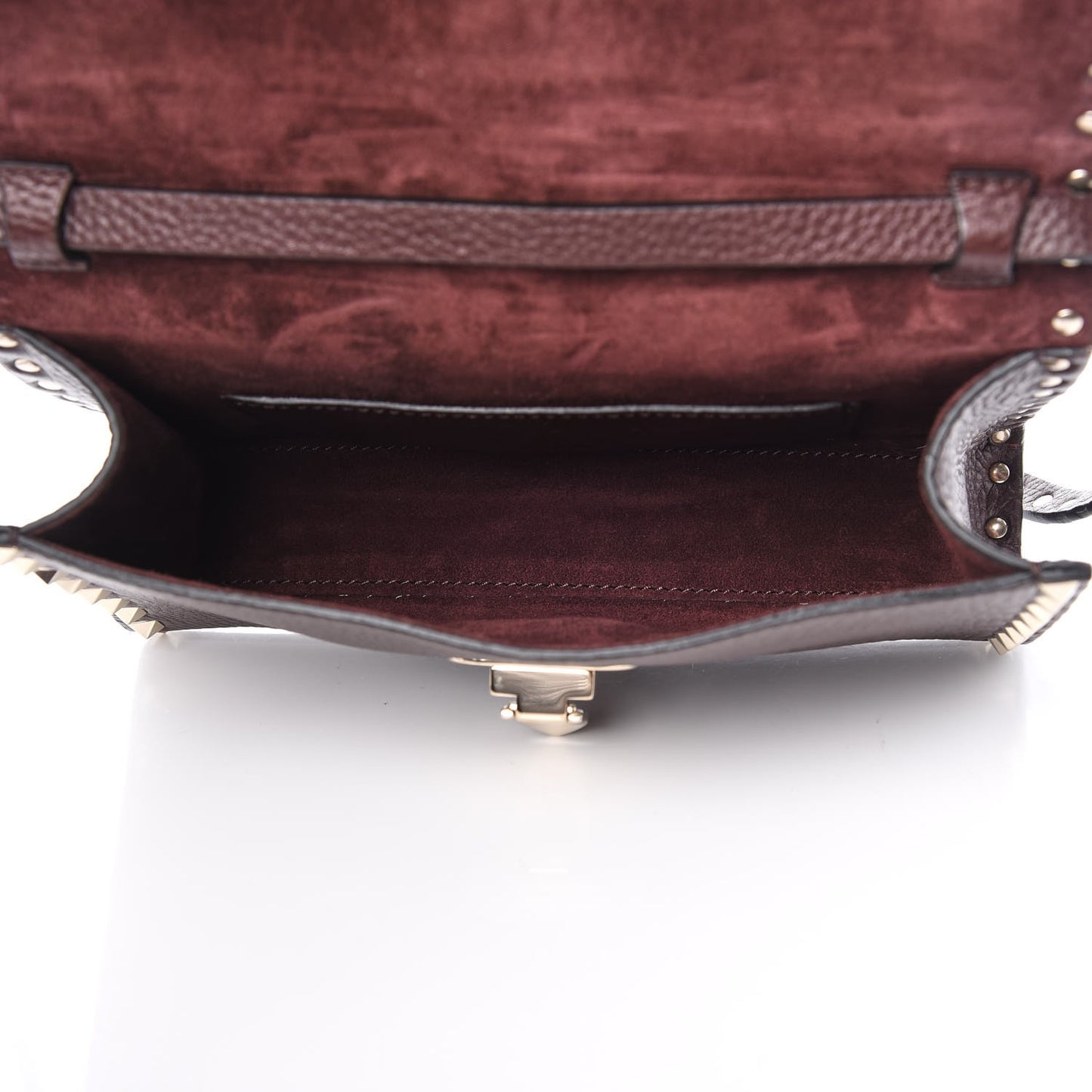 Pebbled Calfskin Medium Rockstud Flip Lock Crossbody Bag Deep Taupe