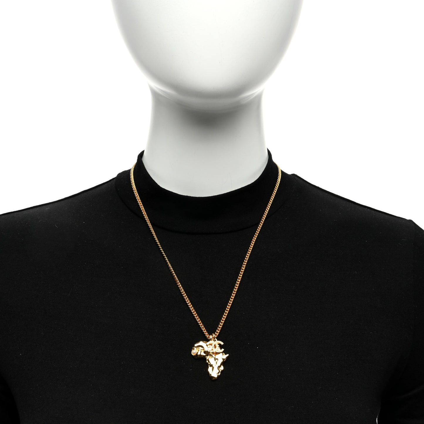 Crystal Pearl CC Africa Pendant Necklace Gold White
