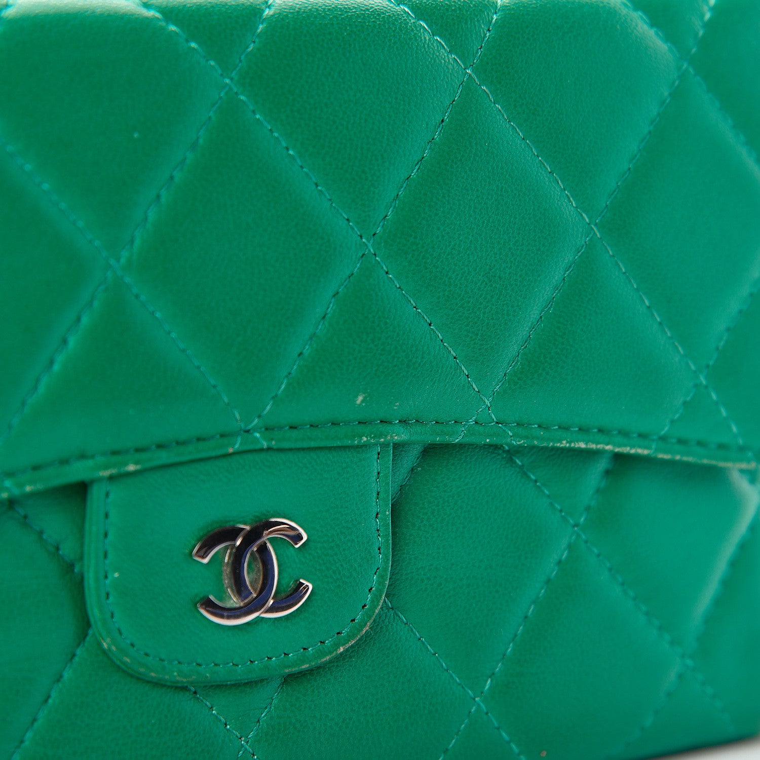 Chanel Lambskin Quilted Large Flap Wallet Green 15 of 18