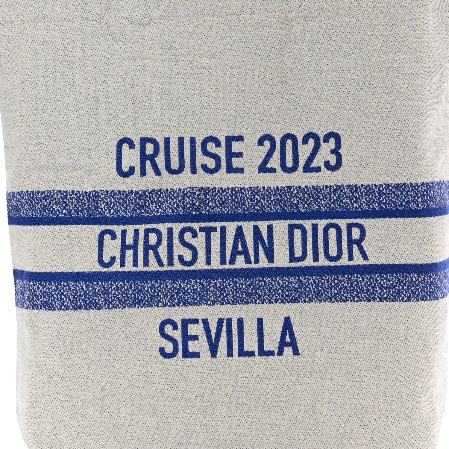 Christian Dior Canvas Print Cruise Tote Ivory Blue 7 of 9