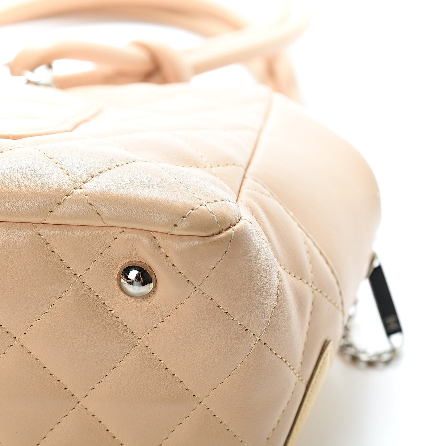 Calfskin Quilted Cambon Quilted Large Bowler Beige