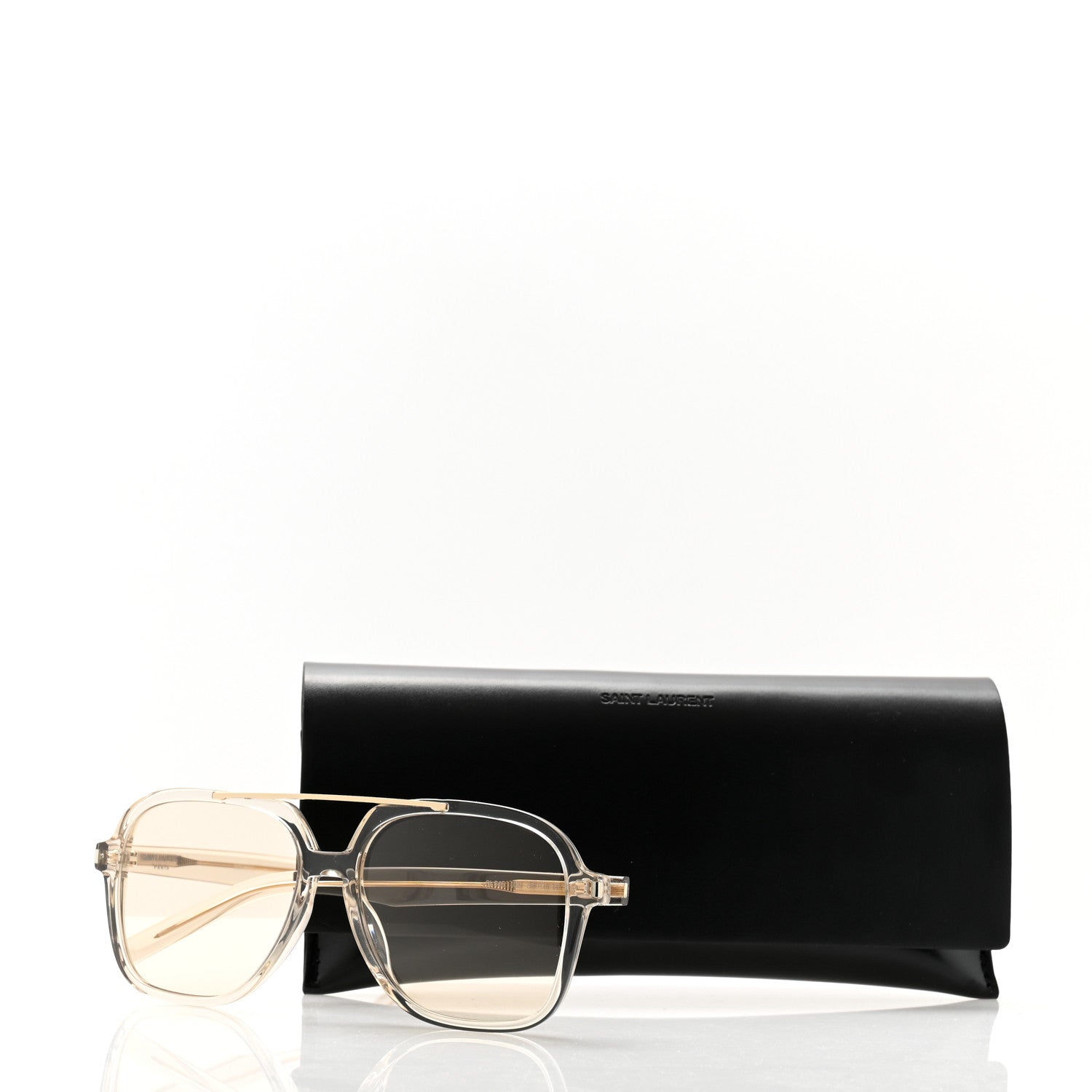Saint Laurent Acetate Geometric Aviator Sunglasses SL 545 Transparent Cream Light Gold 8 of 8