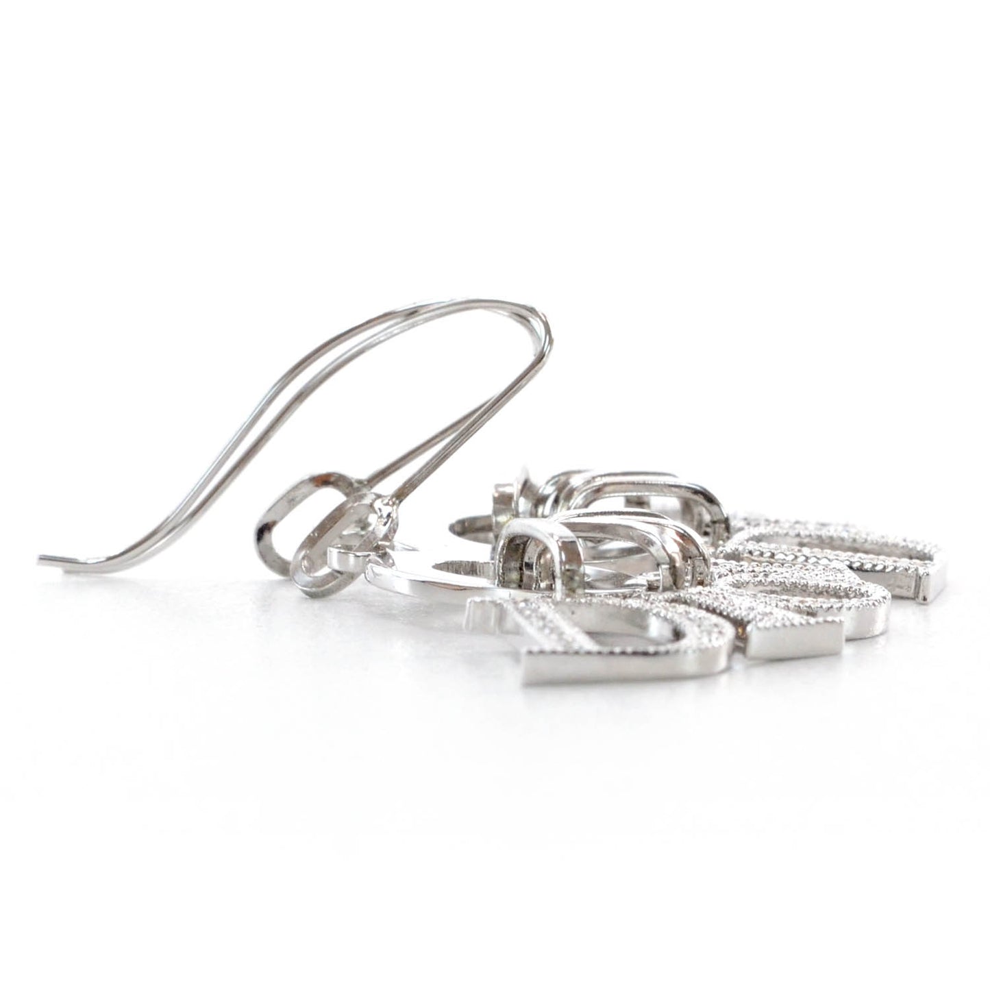 Crystal Logo Dangle Earrings Silver