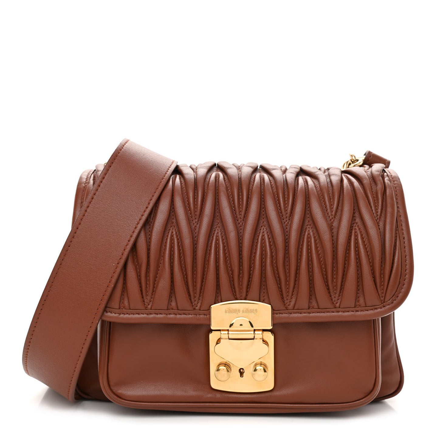Lambskin Matelasse Shoulder Bag Tabacco