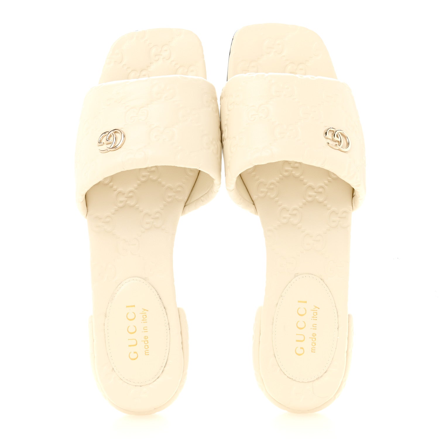 Gucci Nappa Double GG Flat Slide Sandals 38.5 New Ivoire 2 of 10