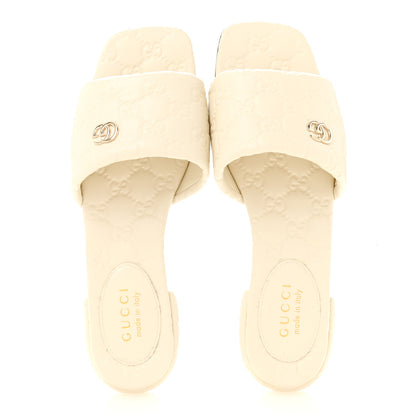 Gucci Nappa Double GG Flat Slide Sandals 38.5 New Ivoire 2 of 10