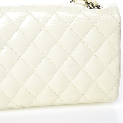 Chanel Distressed Patent Calfskin Quilted East West Flap White 10 of 16