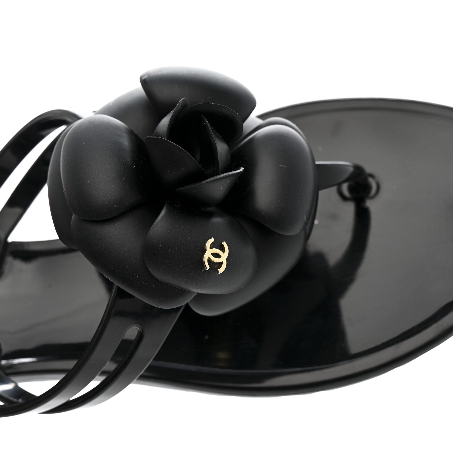 Chanel Jelly Camellia Thong Sandals 37 Black 9 of 10