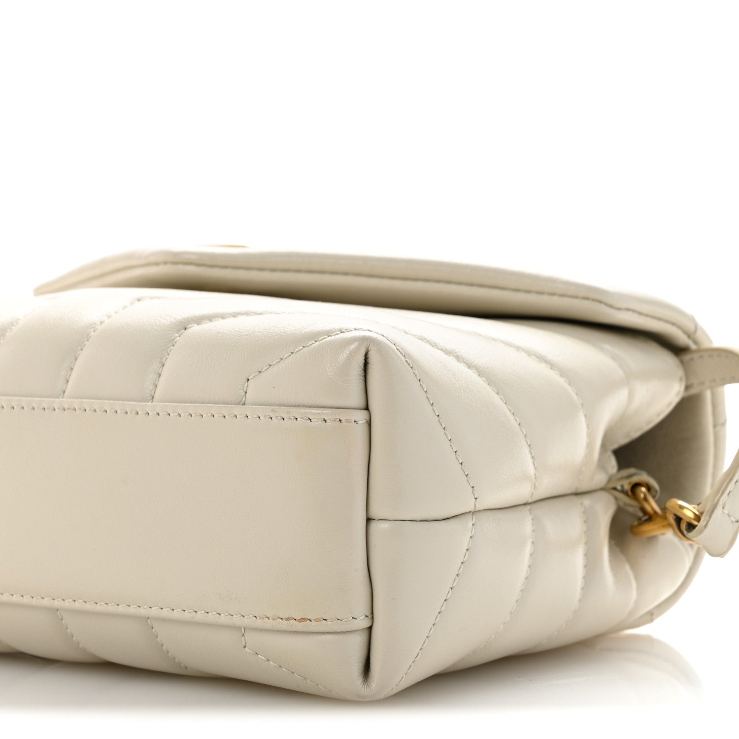 Saint Laurent Calfskin Y Quilted Monogram Toy Loulou Crossbody Bag Crema Soft 10 of 15