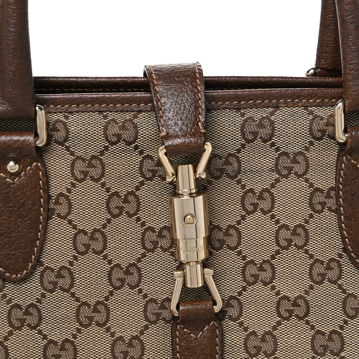 Gucci Monogram Piston Lock Tote Brown 8 of 10