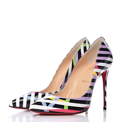Christian Louboutin Patent Cinestripes Pigalle Follies 100 Pumps 38.5 Multi 3 of 8