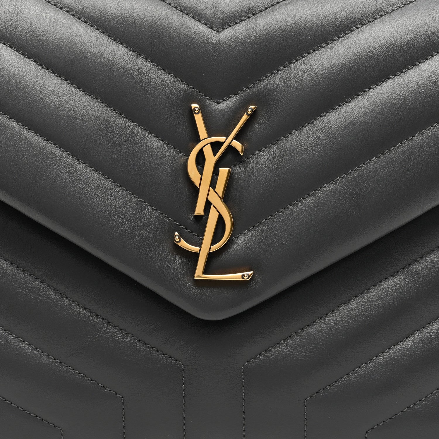 Saint Laurent Calfskin Y Quilted Monogram Medium Loulou Chain Satchel Storm 7 of 9