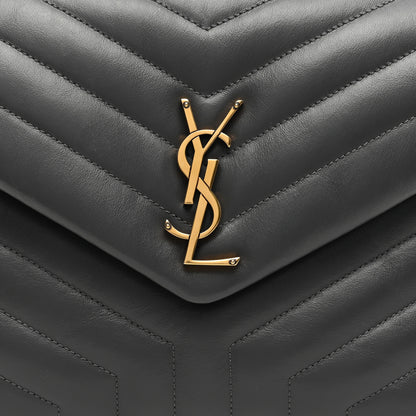 Saint Laurent Calfskin Y Quilted Monogram Medium Loulou Chain Satchel Storm 7 of 9
