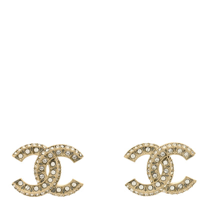 Chanel Crystal Timeless CC Earrings Light Gold 1 of 3