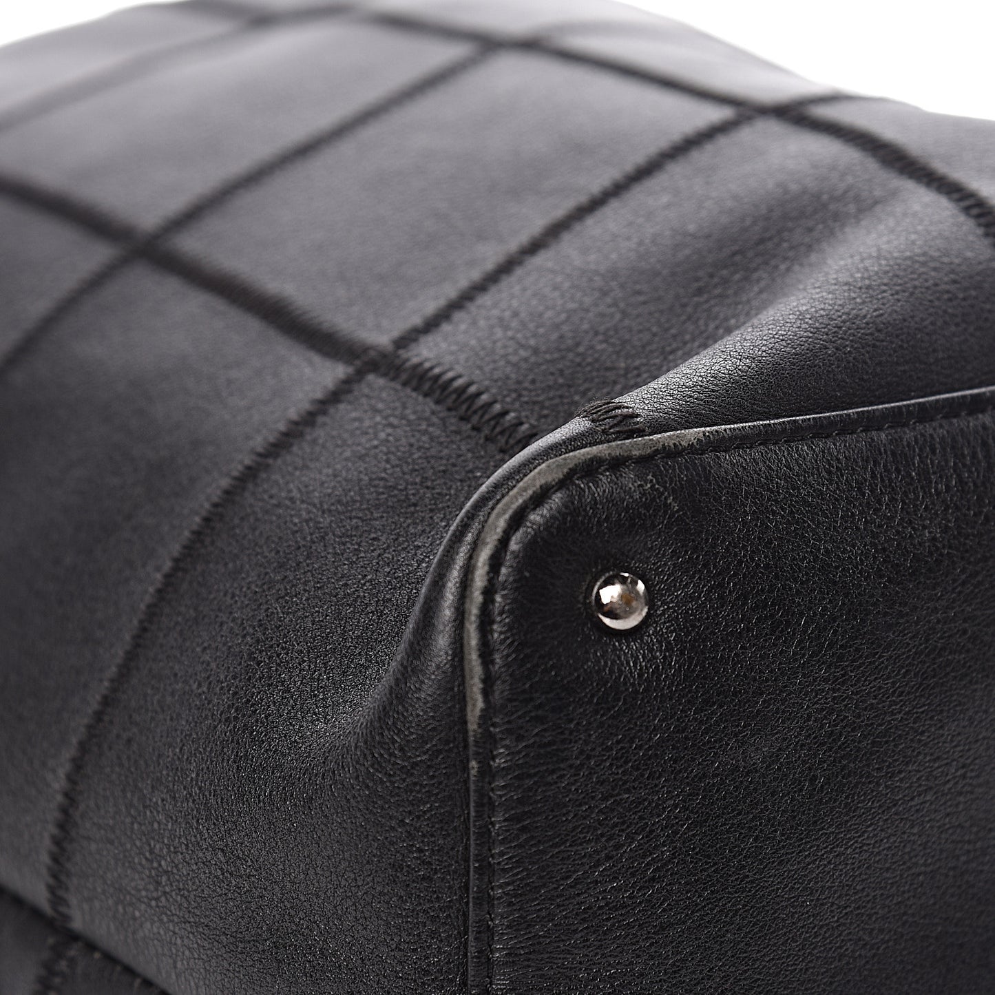 Calfskin Square Stitched Tassel Bag Black
