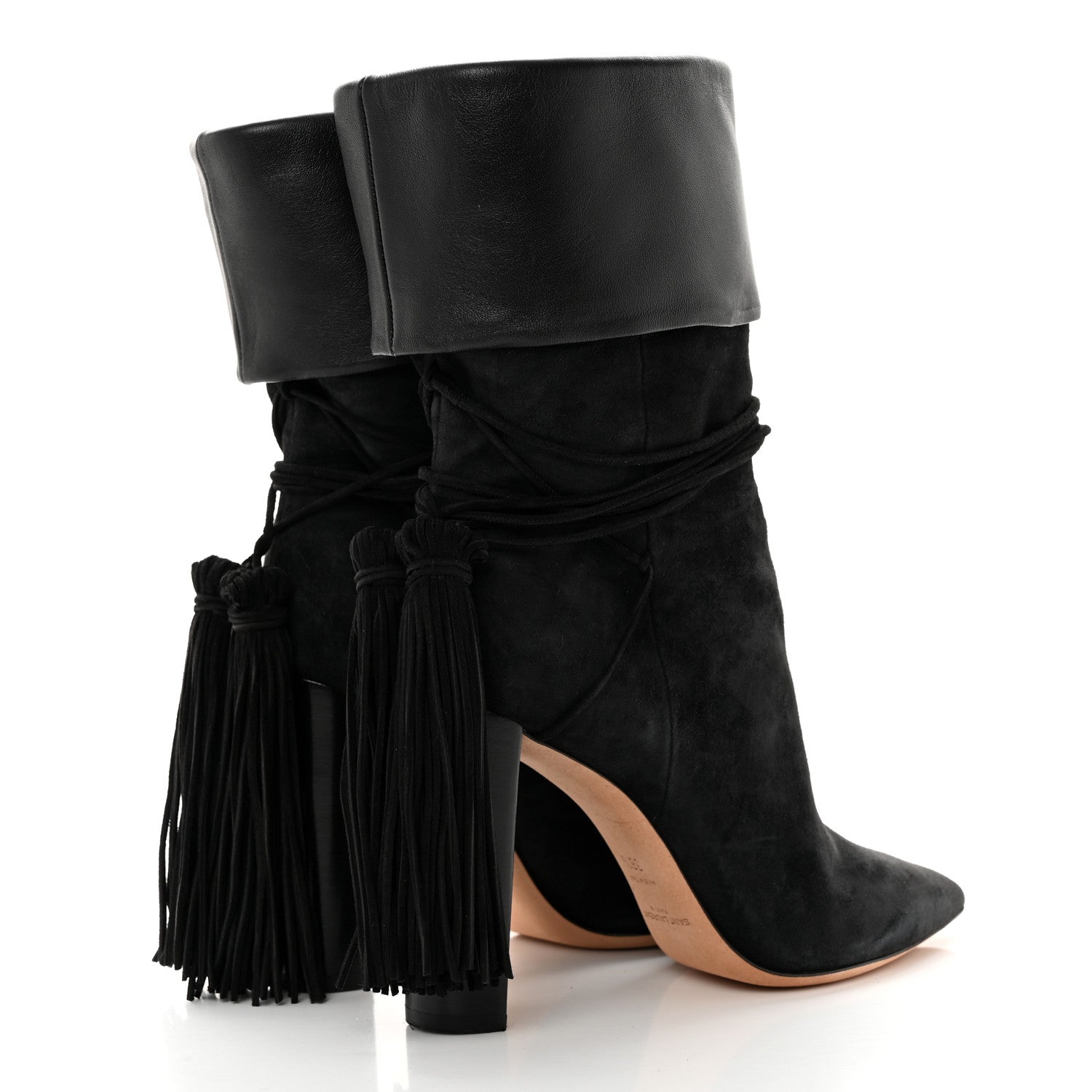 Saint Laurent Calfskin Suede Tanger Tassel Boot 36.5 Black 4 of 14