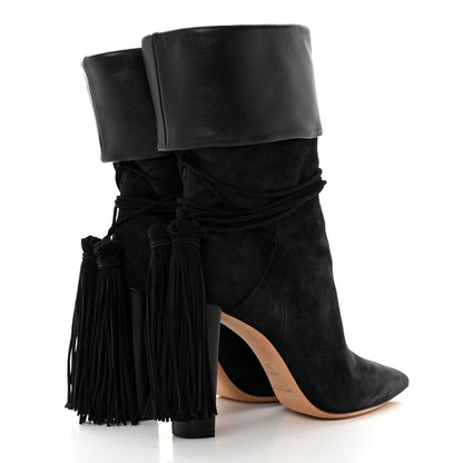 Saint Laurent Calfskin Suede Tanger Tassel Boot 36.5 Black 4 of 14