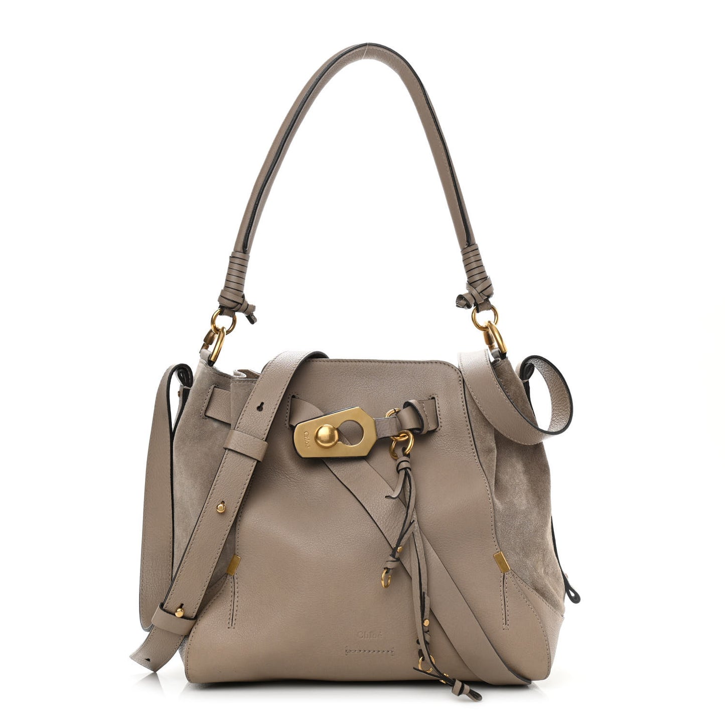 Suede Calfskin Medium Owen Bucket Bag Motty Grey