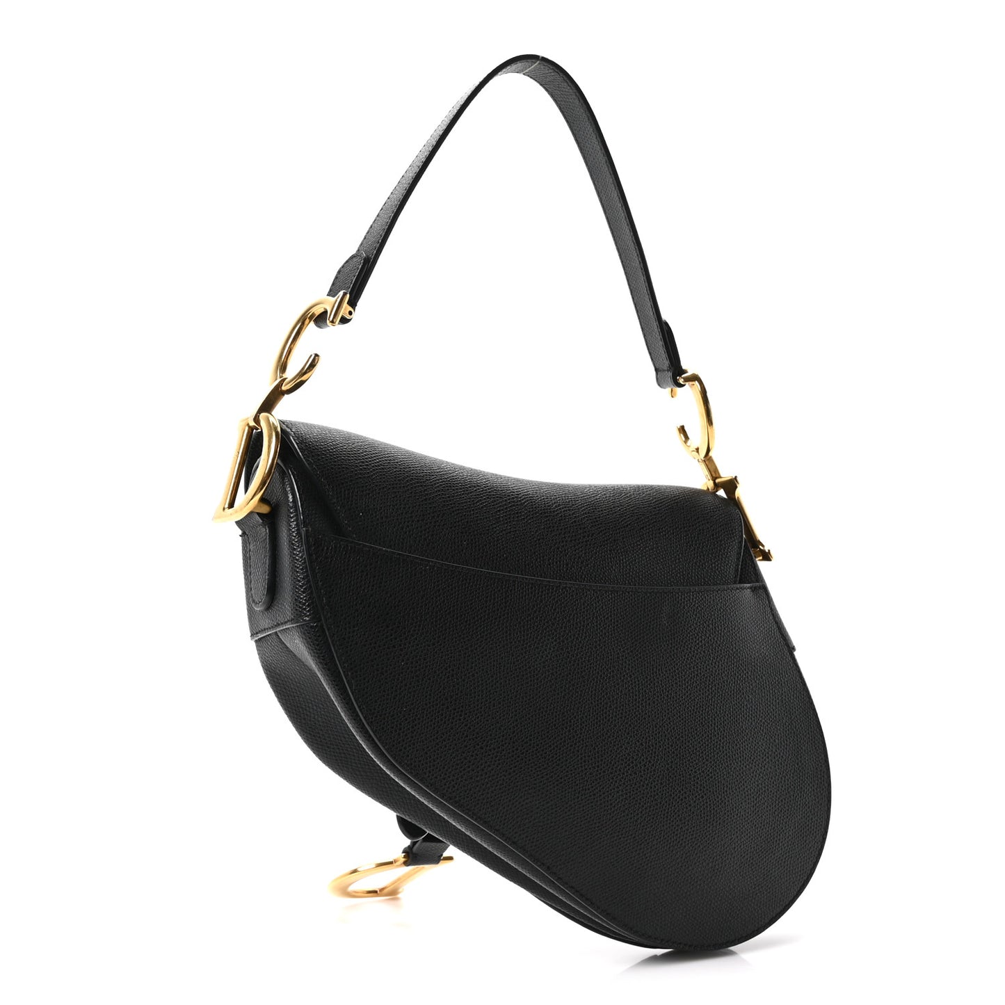 Grained Calfskin Saddle Bag Black