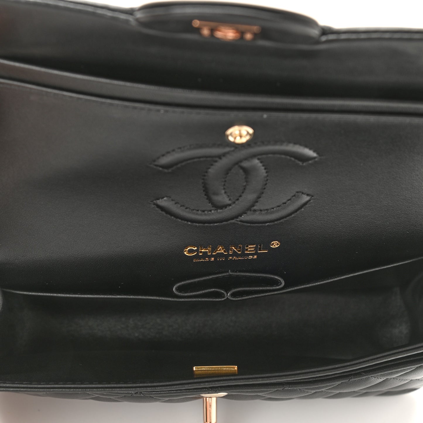 Lambskin Quilted Small Double Flap Black