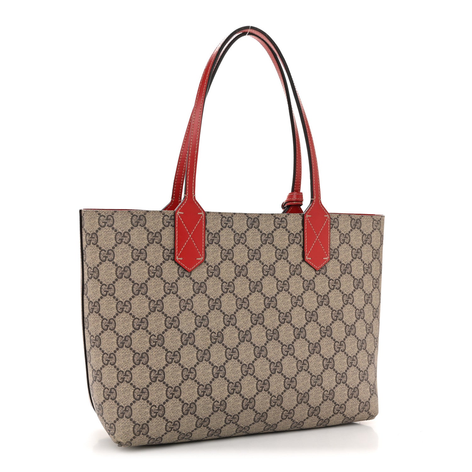 Gucci GG Supreme Monogram Small Reversible Tote Beige Red 3 of 18